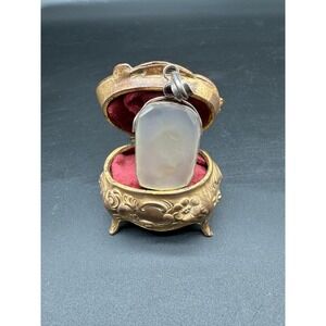 Sterling 925 Chalcedony Pendant‎ with Amethyst Cabochon Accent Minimalist Boho